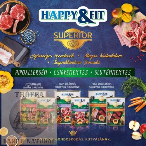 Happy&Fit Superior Dog Monoprotein konzerv friss marhahús mangóval, áfonyával 400g
