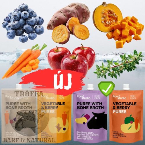 Food Studio püré jávorszarvas csontlével, vad tőzegáfonyával, fekete ribizlivel és sárgarépával 150ml