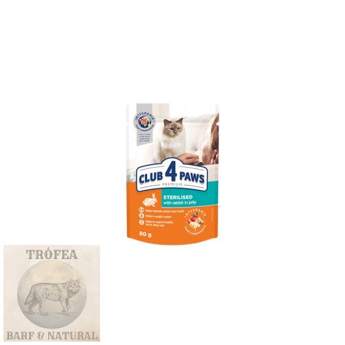 CLUB 4 PAWS - nyúl zselében szaftos állateledel sterilizált macskáknak 80g