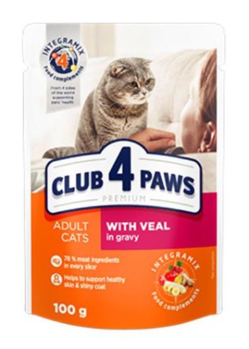 CLUB 4 PAWS - borjú szószos állateledel felnőtt macskáknak 100g