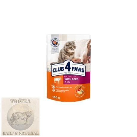 CLUB 4 PAWS - marha zselében szaftos állateledel felnőtt macskáknak 100g
