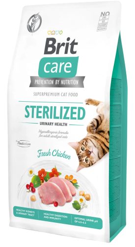 Brit Care Cat STERILISED - URINARY HEALTH CSIRKE Hipoallergén, Gabonamentes 2kg