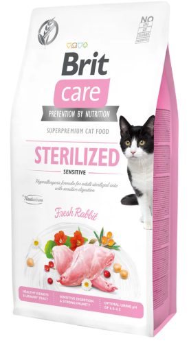 Brit Care Cat STERILISED - SENSITIVE NYÚL Hipoallergén, Gabonamentes 7kg